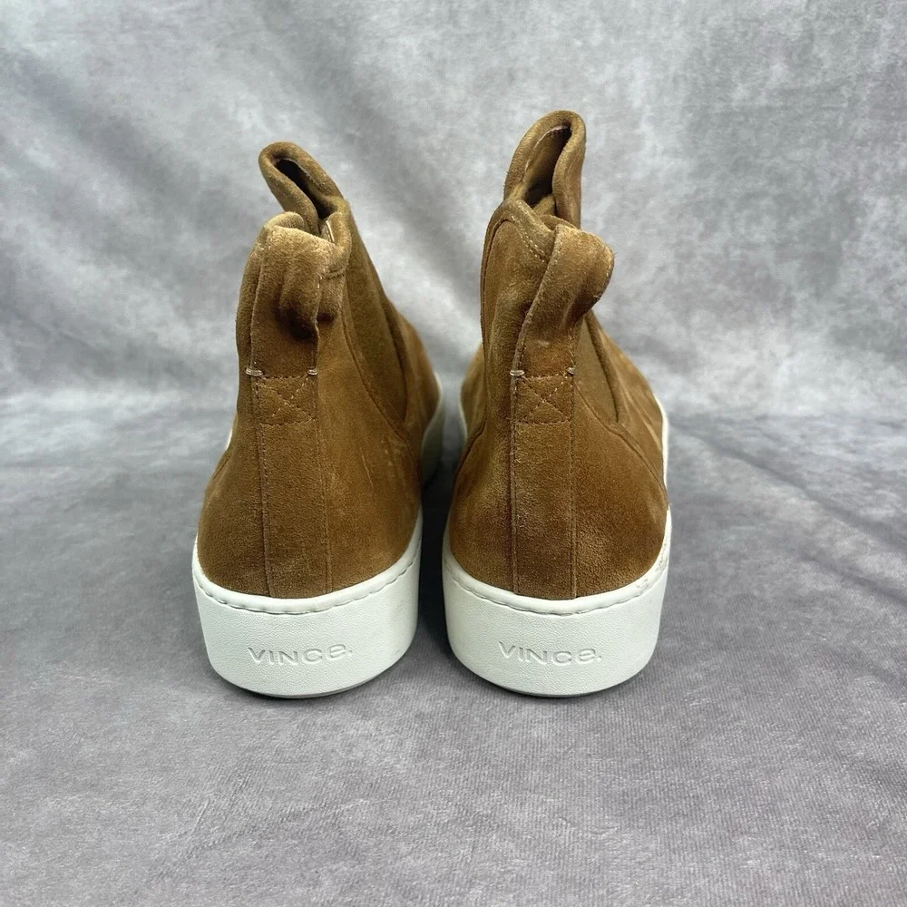Vince Warren Suede Shearling Water Repellent High Top Slip-On Booties Tan Sz 11